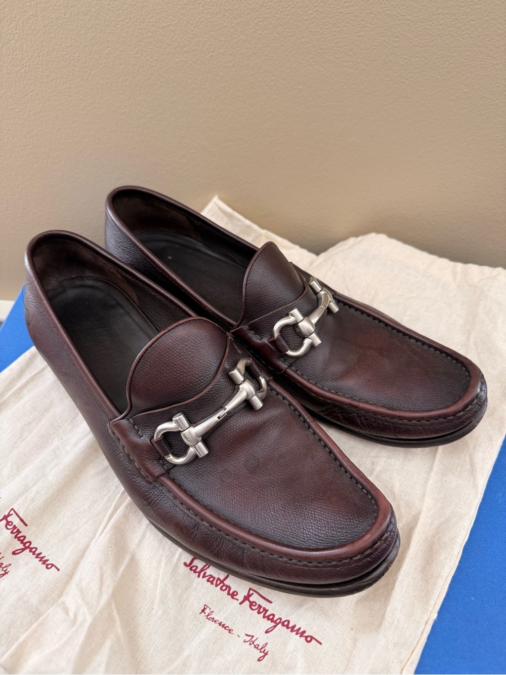 Salvatore Ferragamo Men’s Dark Brown Leather Bit Loafers